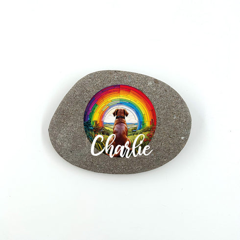 Rainbow Labrador Chocolate Personalised Pebble